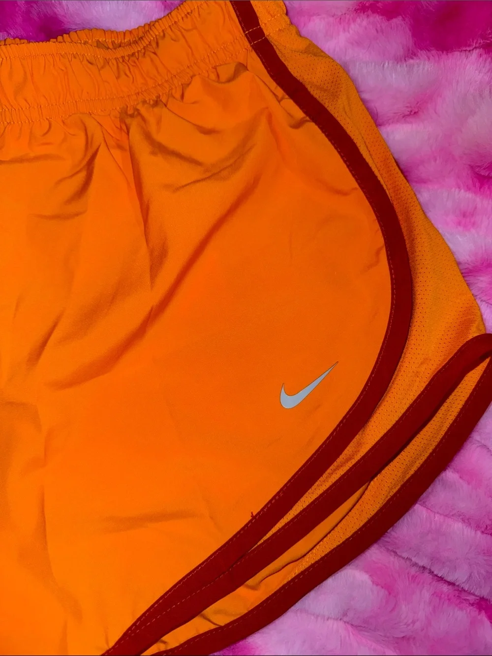 Nike Orange Athletic Shorts with Maroon Trim